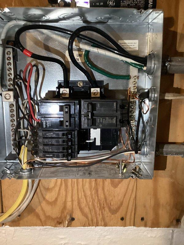 Replaced existing air conditioning circuit breaker with a 25-amp breaker to meet proper electrical load requirements. Separated grounds and neutrals on dedicated bus bars within the electrical panel to correct code violations and eliminate double-tapped neutral connections. Verified proper circuit operation and panel configuration upon completion.