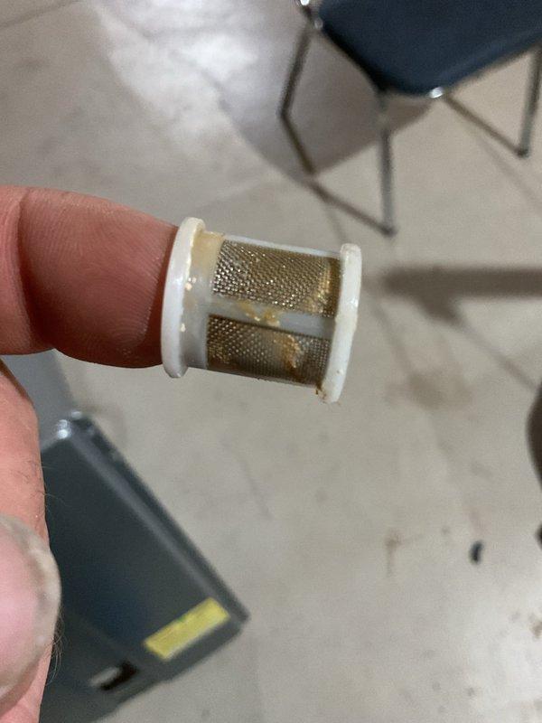 Performed complete flush and fill maintenance service on wall-mounted tankless water heater unit. Removed and cleaned inlet filter screen which showed significant sediment accumulation and debris buildup. Flushed heat exchanger assembly and internal copper piping system to remove mineral deposits and restore optimal flow rates, then refilled unit and verified proper operation of all components including gas valve assembly and control module.