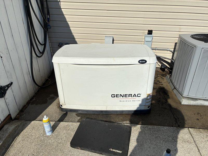 Performed scheduled maintenance on Generac Guardian Series backup generator. Completed standard preventive maintenance procedures including visual inspection of unit, verification of proper operation, and system testing. Generator found to be in good working condition with no issues identified. Unit operational and ready for service.