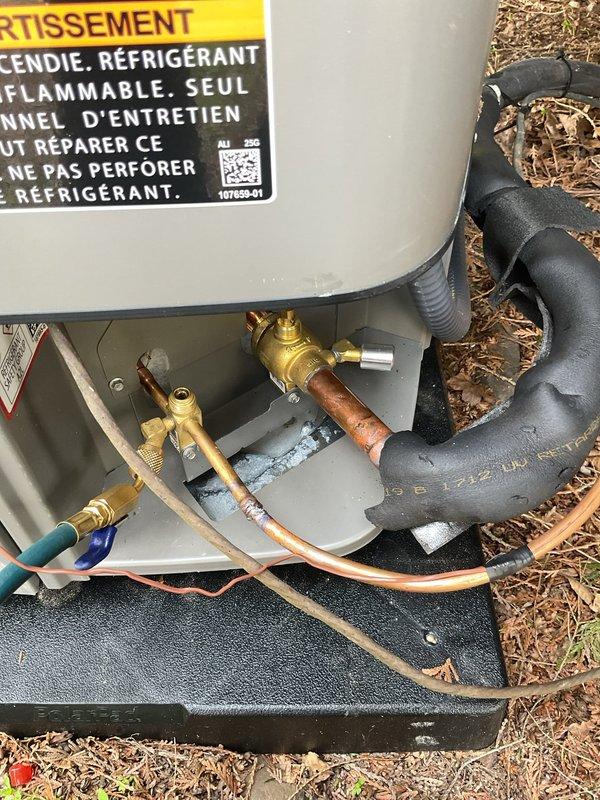 Responded to no-cooling complaint following recent PCB installation. Upon arrival, performed system diagnostics and inspected outdoor unit refrigerant connections and electrical components. Verified proper power supply at disconnect, checked refrigerant line set connections at service valves, and confirmed all mechanical and electrical connections were secure. System evaluated and addressed to restore cooling operation.