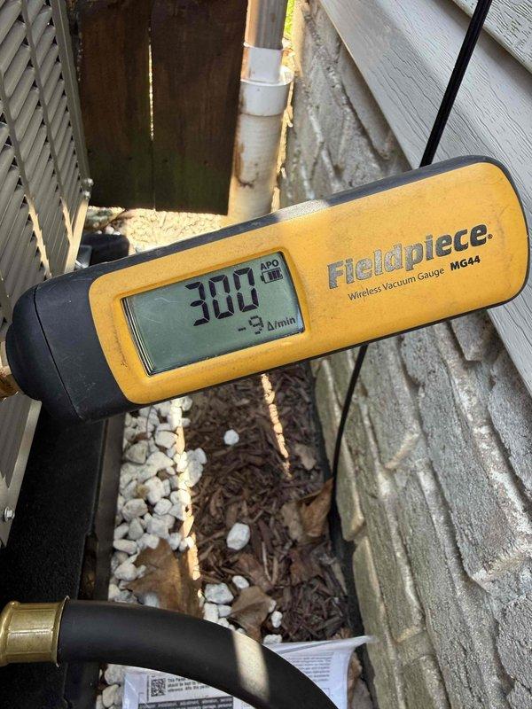 # HVAC Install - Complete System

Completed installation of a 90% efficiency furnace and air conditioning system at residential property. Installed new Lennox outdoor condensing unit on pad adjacent to building exterior with proper electrical disconnect. Performed system evacuation and vacuum test using digital micron gauge, achieving proper vacuum levels for refrigerant charging. Verified all refrigerant line connections, electrical wiring to outdoor unit, and proper system operation. Unit positioned on foundation with appropriate clearances from structure and adequate airflow access. All components tested and operational upon completion.