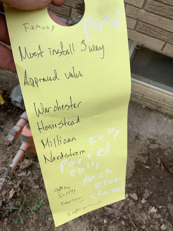 Installed a 3-way fully ported brass valve from approved manufacturer on outdoor gas line per customer request. Work was coordinated with Columbia Gas due to presence of both free gas well and paid service connections at the property. Installation completed on existing copper gas line assembly with proper shut-off control integration, ensuring compliance with gas line safety standards and local code requirements.