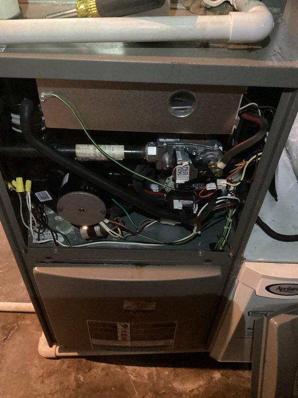 Performed routine maintenance on a 3-year-old Lennox furnace system. Completed comprehensive inspection of all mechanical and electrical components, verified proper operation of blower motor assembly, checked all wire connections and safety controls, and inspected PVC condensate drain system for proper function. Unit found to be in good operating condition with normal wear for age.