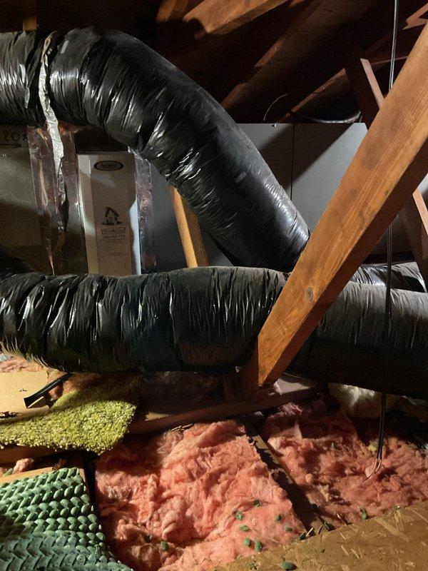 Completed MVP cooling maintenance visit on attic-mounted HVAC system. Performed routine inspection of air handler unit and associated ductwork, verified proper operation of outdoor condenser unit, and replaced air filter as requested by customer. All system components found operating within normal parameters.