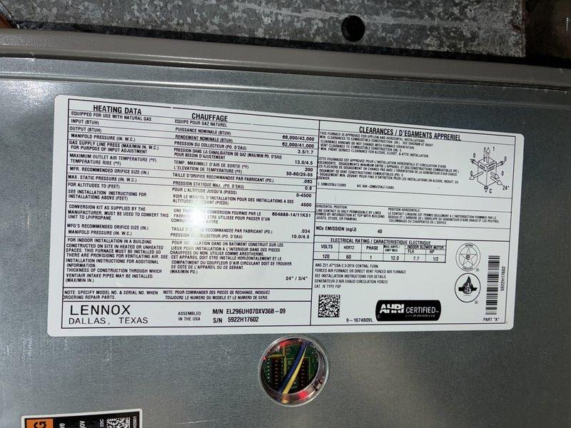 Completed routine maintenance on two residential air conditioning units. Inspected Lennox system located in attic space, verified manufacturer specifications and AHRI certification, and documented unit model and serial numbers. Replaced dirty pleated air filter showing significant dust accumulation to restore proper airflow and system efficiency.