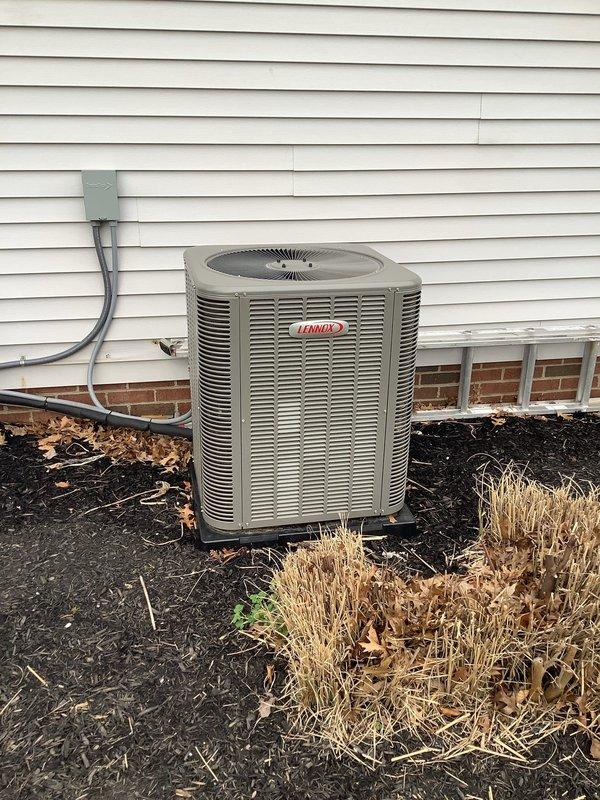 Completed scheduled MVP cooling maintenance visit on Lennox outdoor condensing unit. Performed comprehensive system inspection including electrical connections, capacitor testing, and overall unit condition assessment. Accessed control panel to examine wiring harness, dual-run capacitor, and terminal connections. All electrical components found to be properly secured with clean connections and no signs of corrosion or deterioration. Capacitor tested within acceptable parameters. Exterior cabinet and coil condition inspected with no visible damage noted. Unit operational and performing to manufacturer specifications.