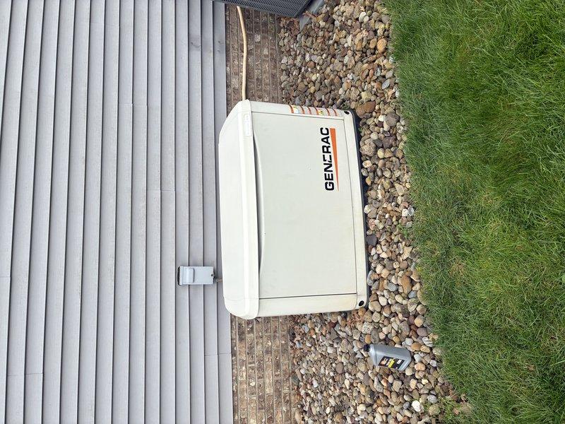 Performed scheduled maintenance on a 6-year-old Generac 11-12kW standby generator. Inspected engine components, checked fluid levels, examined radiator and cooling system for proper operation, and verified all electrical connections were secure. Unit tested successfully and left in proper working condition.
