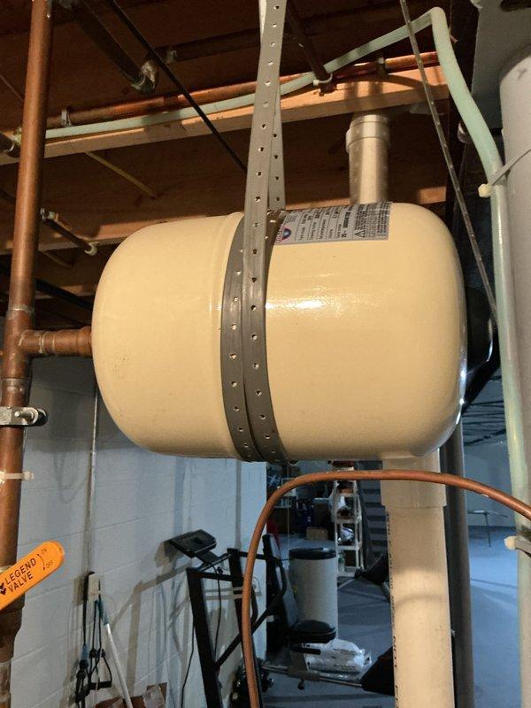 Replaced leaking Bradford White 50-gallon power vent water heater with new Bradford White 50-gallon power vent unit featuring 8-year manufacturer warranty. Installed new thermal expansion tank, retained existing cold water ball valve, eliminated electric anode rod, reworked hot water connections, and tied into existing exhaust vent pipe.