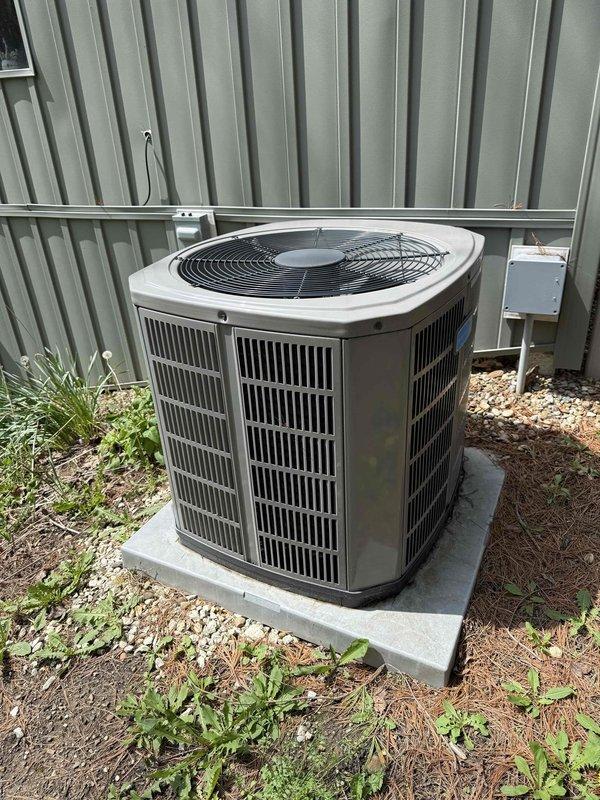 Completed MVP cooling maintenance visit on residential HVAC system, including Concord furnace with evaporator coil unit and outdoor condensing unit. Performed comprehensive system inspection, verified refrigerant lines and connections, checked condensate drainage, and confirmed proper operation of both indoor and outdoor equipment components.