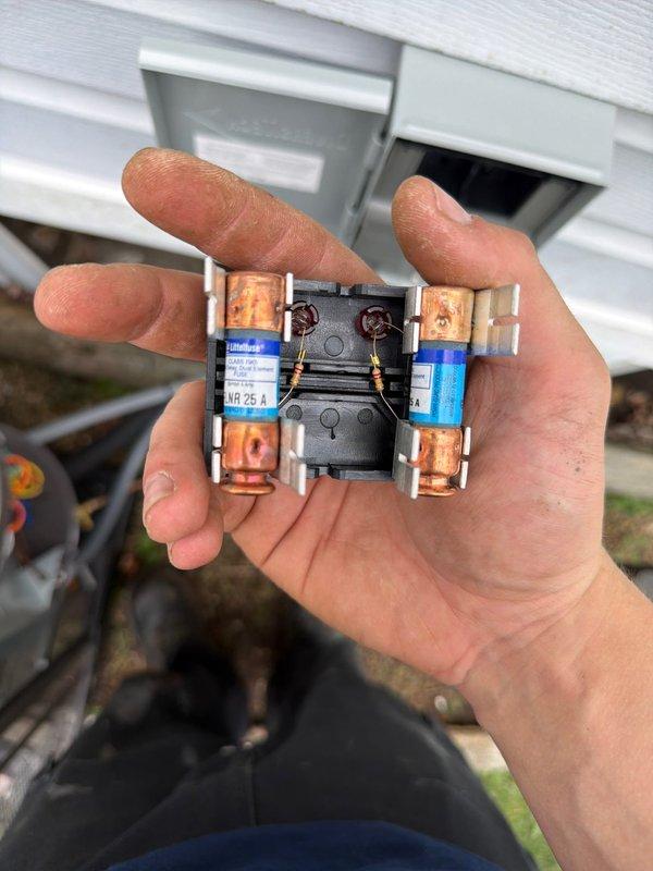 # HVAC Installation Report

Completed air conditioning system installation on mobile home structure. Installed new outdoor condensing unit with proper electrical connections, including 25-amp fused disconnect and HVAC contactor with appropriate wire terminations. Mounted Diversitech electrical disconnect box on exterior wall per manufacturer specifications and local electrical code requirements. Verified all copper terminal connections were secure and properly torqued. Tested system operation and confirmed proper electrical function of all components. Installation included proper conduit routing and weatherproof connections to protect electrical components from outdoor elements.