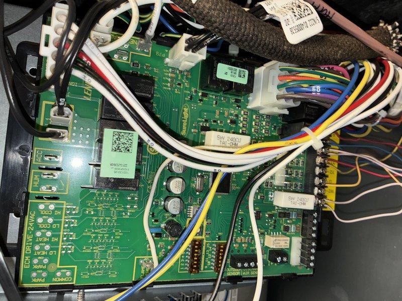Performed comprehensive preventive maintenance and tune-up on 3-year-old air conditioning system. Inspected air handler unit, evaluated pleated media filter array showing moderate dust accumulation, and examined control board assembly with all electrical connections and wire harnesses. All system components operating within normal parameters upon completion of scheduled maintenance service.