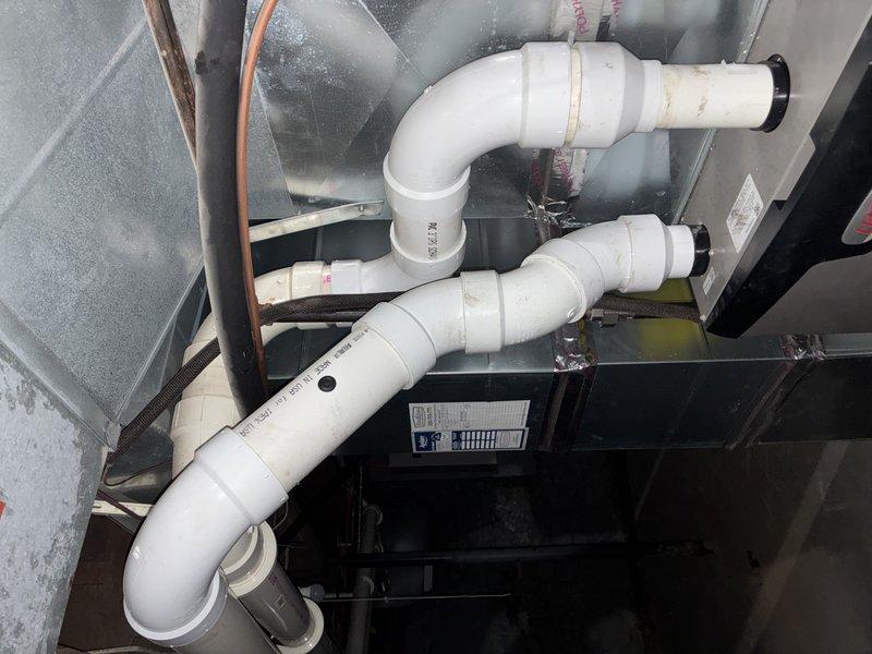 Completed MVP heating maintenance visit on 3-year-old gas furnace located in basement. Performed comprehensive system inspection including burner assembly, heat exchanger, blower motor, and air filter evaluation. Verified proper operation of all safety controls and confirmed adequate airflow throughout the system. Noted significant water accumulation on basement floor near HVAC equipment, which may indicate drainage issues requiring attention. Documented existing PVC condensate drain configuration and refrigerant line installation for service records. All heating components operating within normal parameters at time of inspection.