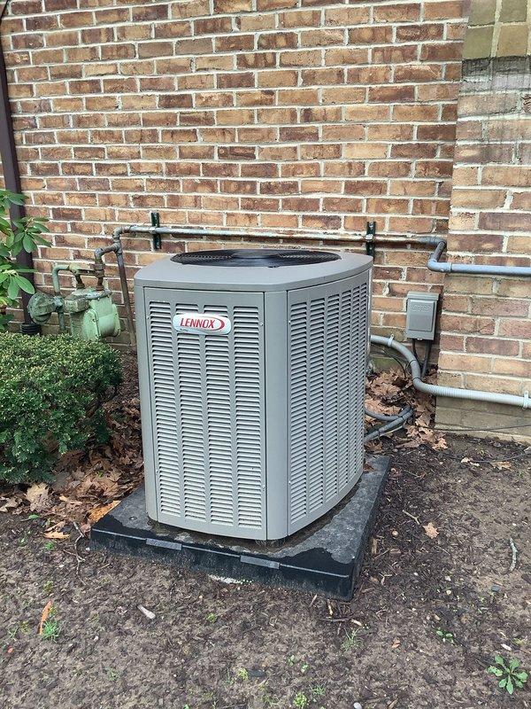 Performed routine preventive maintenance on a 2-year-old Lennox residential air conditioning system for MVP customer. Conducted comprehensive inspection of outdoor condenser unit, verified proper operation of all components, and documented equipment condition with photographs. System found to be operating within normal parameters with no immediate service needs identified.