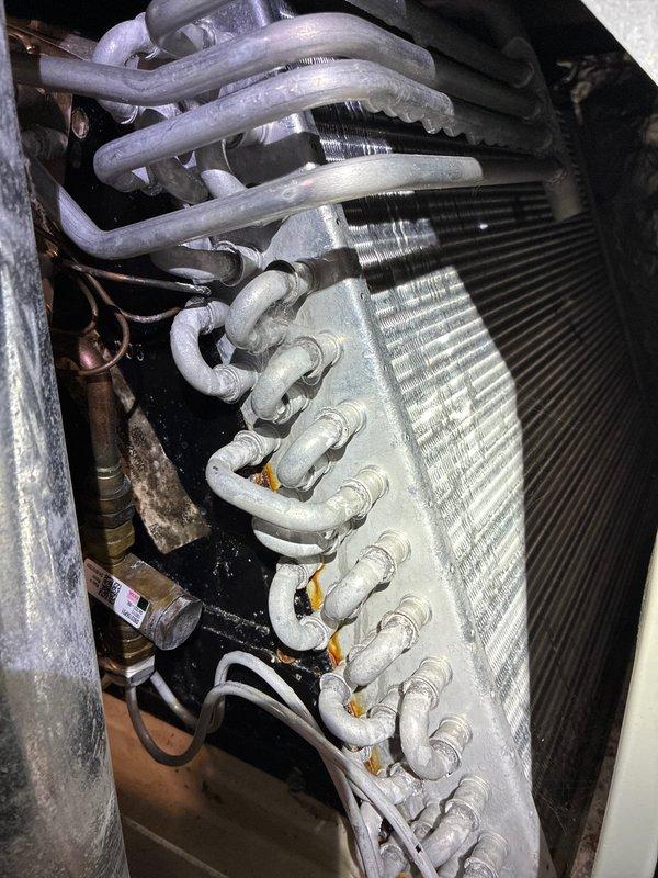 Completed preventive maintenance on Trane XR13 air conditioning system, model 4TTR3024G1000AA. Performed comprehensive inspection of outdoor condensing unit and indoor evaporator coil assembly, verified refrigerant charge of R-410A, checked electrical connections and specifications against manufacturer nameplate data, and documented equipment condition through photographic records. All components found operating within normal parameters.
