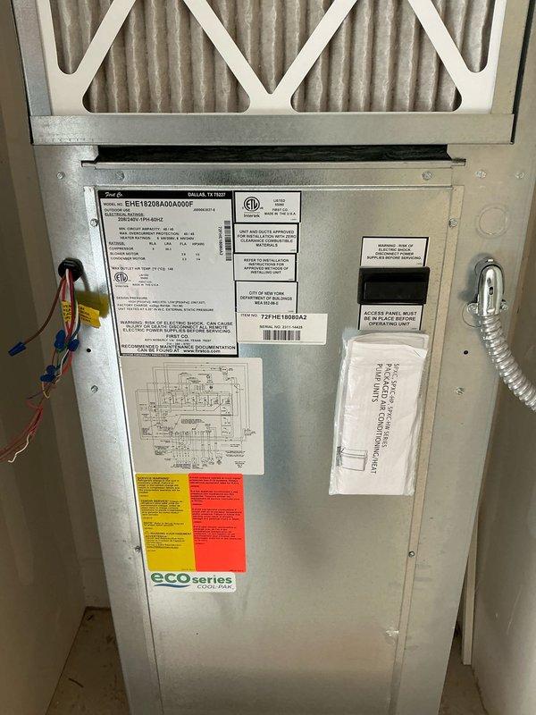 Conducted on-site evaluation for replacement of four packaged HVAC units. Assessed existing Eco Series equipment, documented current system specifications including model E1E1120B00A00A00F, and photographed unit interior panels, wiring configurations, and thermostat locations. Provided comprehensive replacement estimate based on system requirements and site conditions.