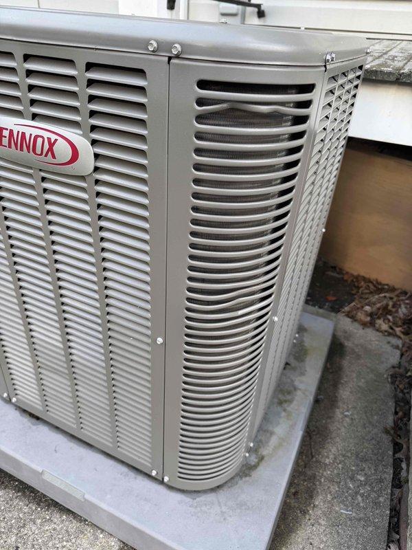 Completed scheduled cooling maintenance and tune-up on a 4-year-old Lennox air conditioning system. Performed comprehensive inspection of outdoor condensing unit, verified proper system operation, checked refrigerant lines and electrical connections, and confirmed all components functioning within normal parameters. System tested and left in proper working condition with no issues identified.