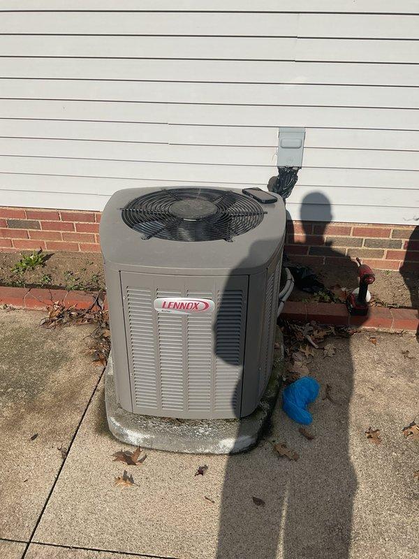 Completed preventative maintenance on 6-year-old Lennox air conditioning system. Replaced air filter with new pleated filter and performed standard cooling system inspection of outdoor condenser unit to ensure proper operation for the season.