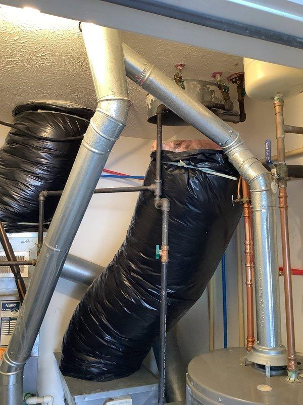 Responded to emergency no-heat call and performed diagnostic inspection of residential furnace system. Upon arrival, conducted thorough visual assessment of heating equipment and associated components including ductwork, venting, and utility connections. Documented existing conditions of HVAC system and water heating equipment in mechanical room for service records. System evaluation completed and findings communicated to homeowner for next steps.