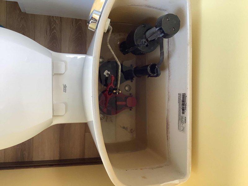 Replaced leaking flapper assembly on Vormax toilet in upstairs master bathroom. Parts were retrieved from supplier will-call and installed to resolve leak issue. Additional estimate provided for kitchen sink basket strainer replacement on right side due to minor leak into cabinet below.