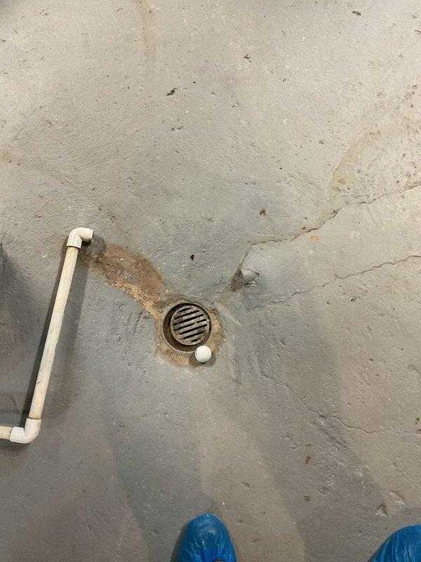 Responded to laundry drain backup in basement utility area. Upon arrival, inspected floor drain adjacent to utility sink and washing machine hookup. Drain showed signs of water staining and backup around grated cover. Cleared obstruction from laundry drainage system, restoring proper flow and eliminating backup condition. Tested system to confirm drainage functioning correctly.