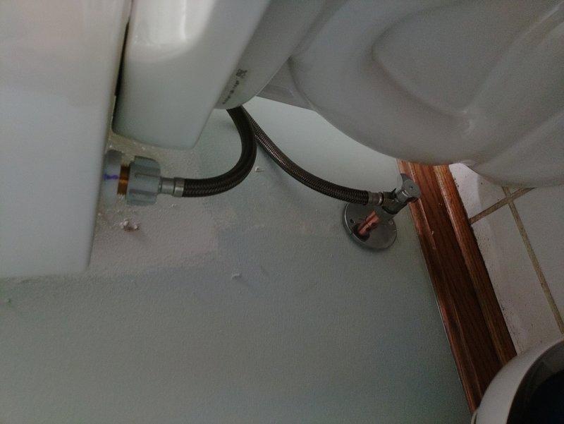 Replaced malfunctioning Mansfield toilet in master bathroom that was experiencing recurring backup issues. Removed existing toilet and installed new American Standard Champion model featuring elongated comfort-height bowl and soft-close seat. Installed new braided stainless steel supply line and quarter-turn angle stop valve to ensure reliable water connection. All connections tested and verified leak-free upon completion.