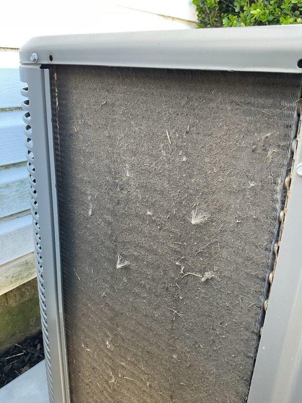 Responded to service call for loud noise complaint on two-year-old furnace system. Upon arrival, performed complete visual inspection of furnace unit with access panel removed, examining internal components including blower assembly, inducer motor, heat exchanger, and control board for signs of mechanical failure or loose components. All internal wiring, connections, and mounting hardware were inspected for proper security. Unable to replicate reported noise condition during operational testing. Exterior condenser unit was observed with significant debris accumulation on cooling coils, which may contribute to system strain and unusual operational sounds. Customer contact requested prior to scheduling return visit for further diagnostic evaluation if noise condition persists.
