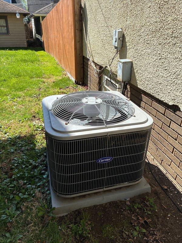 Completed routine heating and cooling maintenance visit on dual 8-year-old HVAC systems. Performed comprehensive inspection of Carrier outdoor condensing unit, verified proper operation of all components, and checked electrical connections at disconnect box. Inspected and replaced flame sensor rod showing signs of oxidation and wear to ensure reliable ignition and safe furnace operation for the heating season.