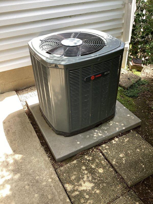 Completed preventive maintenance cooling visit on Trane outdoor condensing unit located behind residence. Upon inspection, discovered significant dust and debris accumulation on evaporator coil fins, which was documented and measured. Performed standard maintenance protocol including system inspection, cleaning procedures, and operational testing to ensure proper cooling efficiency and system performance.