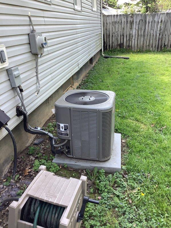 Completed comprehensive AC tune-up on 4-year-old residential cooling system with Payne furnace and exterior condenser unit. Performed standard maintenance protocol including inspection of refrigerant lines, electrical connections at disconnect switch, condenser coil cleaning, and verification of proper system operation. All components found to be functioning within normal parameters with no issues identified.