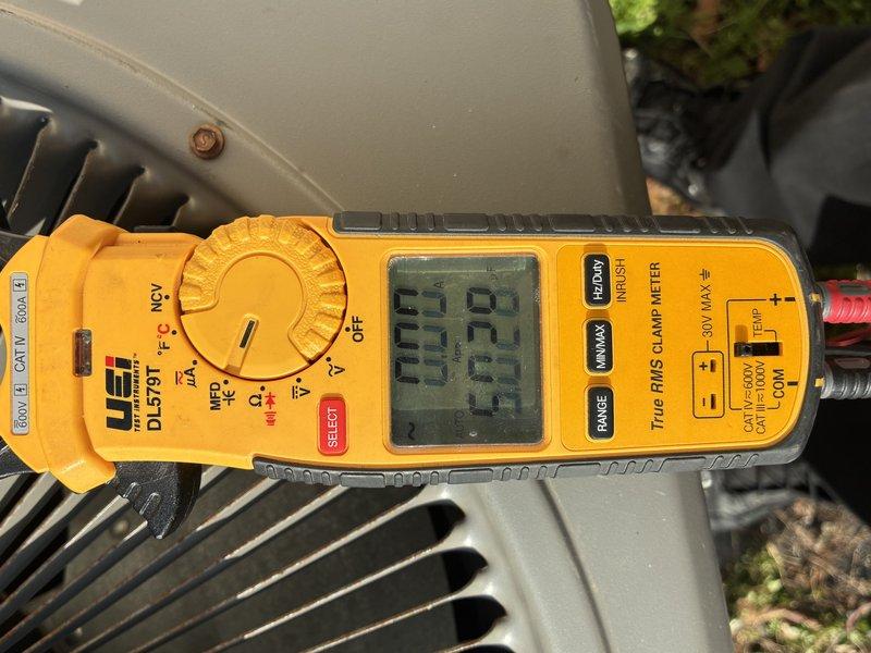 Completed routine cooling maintenance on 8-year-old system, including assistance with turning on the shut-off valve as requested. Performed electrical diagnostics and amperage readings on the condenser unit, verifying proper system operation and component performance.