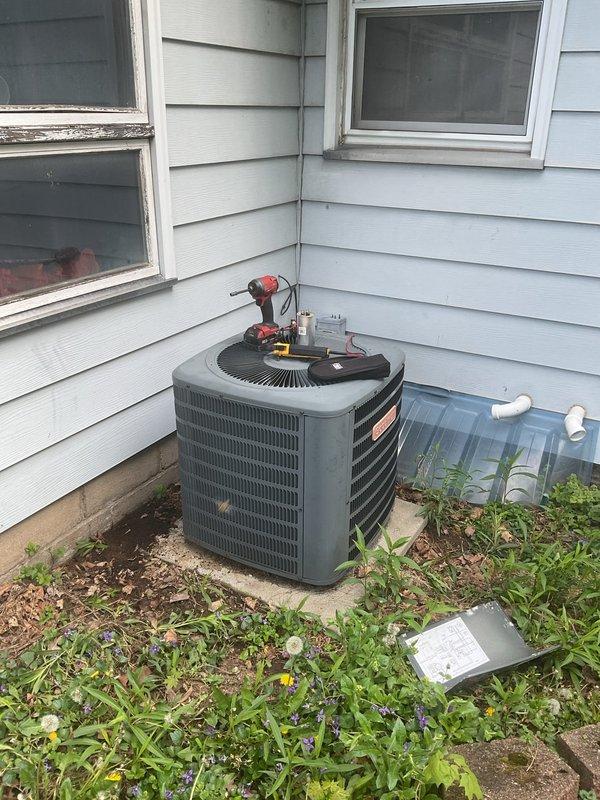 Replaced the blower motor run capacitor to eliminate unwanted stress on the motor during startup. Performed chemical cleaning of the blower assembly to restore proper airflow throughout the system for both heating and cooling seasons. Cleaned the condensate pump to remove bacterial buildup and installed a gel tab in the bottom for ongoing bacteria control. Completed MVP tune-up service on the air conditioning system during the same visit.