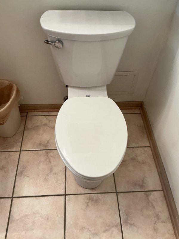 Completed installation of two new toilets in residential bathrooms. Installed a round-bowl, two-piece toilet in the hall bathroom and an elongated-bowl, two-piece toilet in the master bathroom. Both units feature standard white porcelain construction with chrome flush levers and were properly connected to existing water supply lines with shut-off valves. All installations were tested for proper function and verified leak-free operation.
