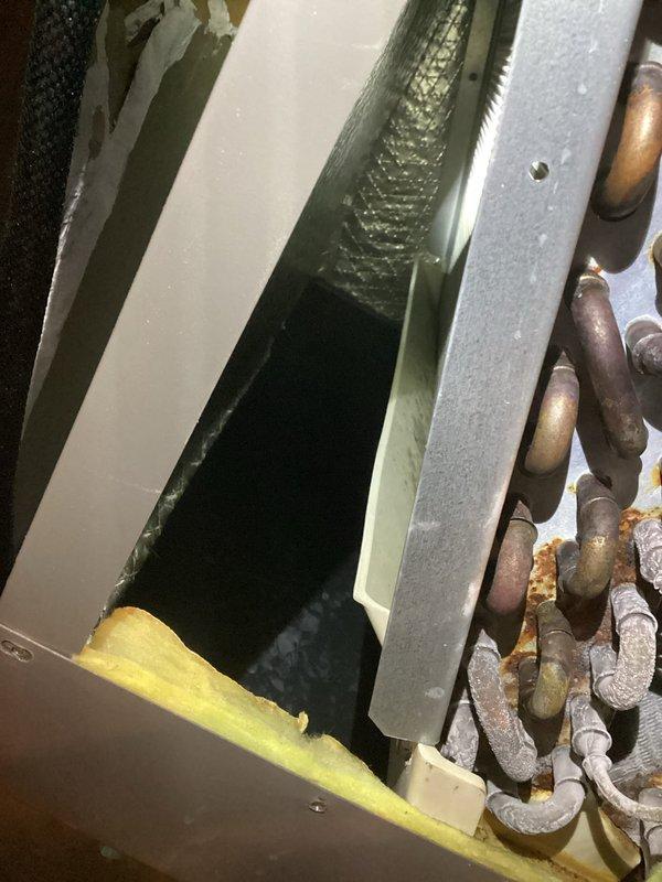 Completed preventive maintenance on two residential air conditioning systems, ages 13 years and 7 years. Performed standard cooling season inspection including coil examination, refrigerant line assessment, and condensate drain verification. Both units operational with evaporator coils showing normal moisture accumulation and refrigerant lines displaying age-appropriate patina but maintaining system integrity.
