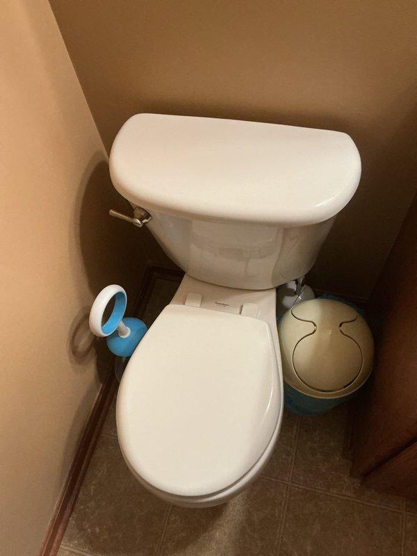 Completed installation of American Standard Cadet pressure-assisted toilet with elongated bowl, comfort height, and slow-close seat, including new supply line. Removed existing toilet and cleaned tile and caulking residue to accommodate different footprint of new rounded-front fixture. Installed new sump pump with check valve in basement and removed old pump and battery. Replaced existing water heater with 50-gallon Bradford White power vent unit featuring 6-year manufacturer warranty, including installation of new thermal expansion tank and complete water heater kit components.