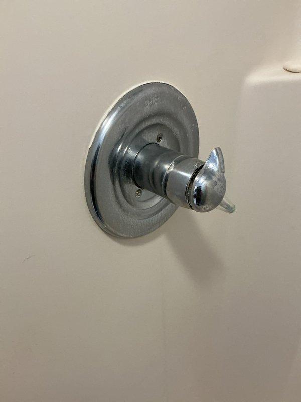 Responded to service call for plumbing fixture estimate. Assessed existing bathroom fixtures including a chrome-plated shower/tub control valve with single lever handle, a white ceramic oval drop-in sink with three-handle chrome faucet set in marble countertop, and toilet requiring replacement. Photographed current fixtures and documented conditions to provide accurate estimate for complete bathroom fixture replacement including new sink, toilet, and shower control valve assembly.