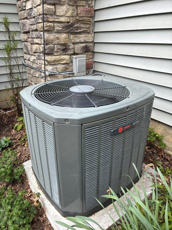 Completed comprehensive tune-up on 5-year-old Trane air conditioning system. Performed standard maintenance procedures including inspection of electrical components, capacitor testing, and system evaluation. Unit accessed for internal component inspection, with all electrical connections and MARS capacitor found in acceptable condition for continued operation.