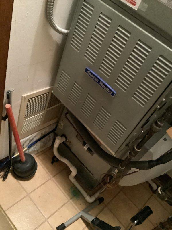 Performed comprehensive evaluation of existing HVAC system including indoor furnace unit located in utility closet and outdoor condensing unit. Customer reported air conditioning failure after neglecting previous maintenance notifications. Provided multiple replacement estimates including options for furnace and air conditioner combination replacement, air conditioner only replacement, and furnace only replacement to address failed cooling system and aging equipment.