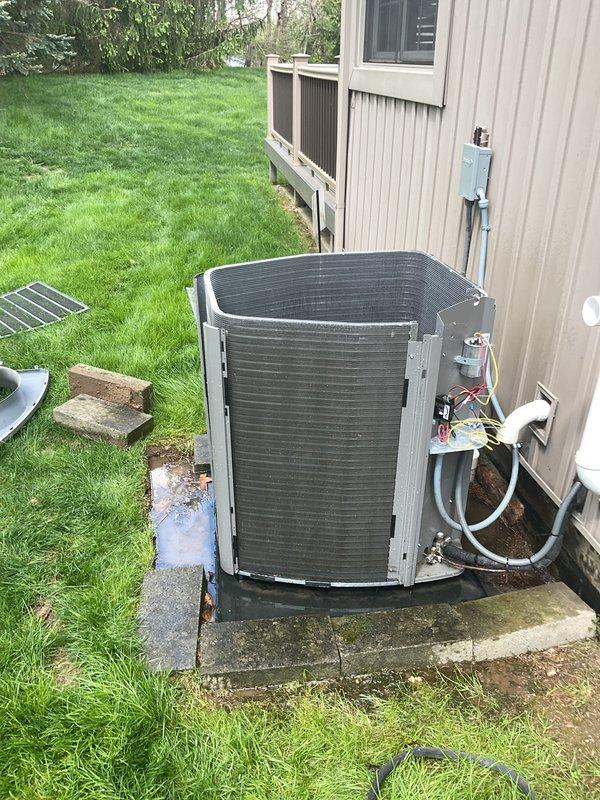 Completed MVP cooling maintenance on residential HVAC system. Performed comprehensive inspection of outdoor condensing unit, verified all refrigerant lines and electrical connections were secure and properly functioning, and inspected indoor air handler with pleated filter in place. All system components found to be in operational condition with no repairs required at this time.