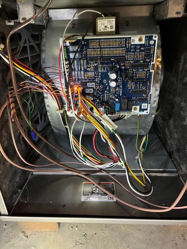 # HVAC Maintenance - Cooling

Completed preventive maintenance on a 4-year-old air conditioning system per manufacturer's recommended schedule. Performed comprehensive inspection of all electrical components, control boards, and safety circuits. Verified proper operation of relay modules, control board functionality, and all electrical connections. Inspected blower motor assembly and confirmed proper rotation. Checked refrigerant lines for proper insulation and secure connections. Tested all control sequences and safety devices for proper operation. System operating within normal parameters with no deficiencies noted.
