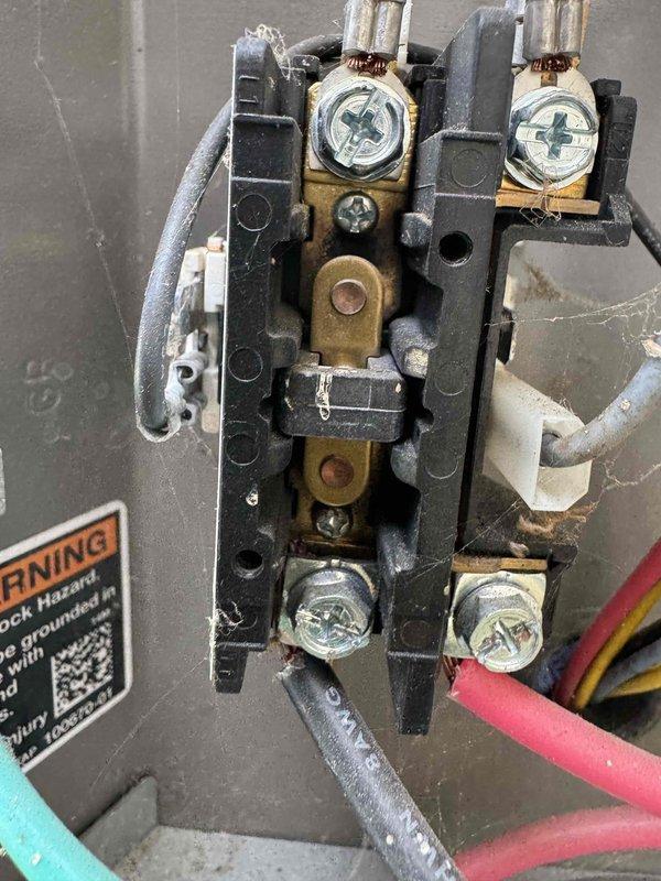 Completed routine MVP cooling maintenance visit on 7-year-old air conditioning system. Performed comprehensive system inspection including electrical components and air filtration. Inspected contactor assembly, verifying proper operation of contact points and electrical connections. Evaluated air filter condition, noting dust accumulation on pleated media. Checked all electrical terminals and wiring connections for secure contact and proper function. System operating within normal parameters upon completion of maintenance visit.