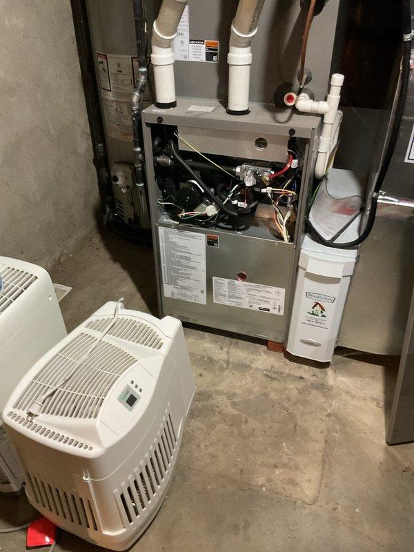 Completed comprehensive air conditioning tune-up and maintenance on a 12-year-old residential AC system. Performed standard preventive maintenance procedures including inspection of the Lennox furnace and associated HVAC components, verified proper operation of all system controls, checked refrigerant levels, cleaned condenser coils, inspected electrical connections, and tested airflow throughout the system. All equipment found to be operating within manufacturer specifications with no immediate repairs required at this time.