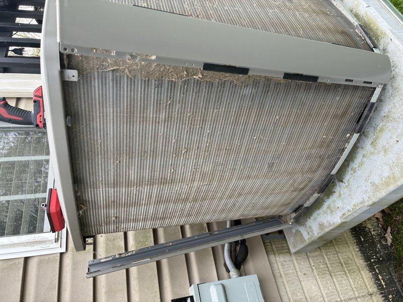 Completed comprehensive heating maintenance and AC tune-up on multiple systems including two 3-year-old Lennox units and one 23-year-old Bryant system as part of active maintenance contract to preserve warranty coverage. Performed full system inspection, cleaned outdoor condenser coil which showed moderate accumulation of dust, debris, and environmental contaminants on fin surfaces, removed failed or damaged condensate drain component (L-shaped fitting with cap), and verified all systems operating properly with no issues reported. All units tested and confirmed functioning within normal parameters upon completion.
