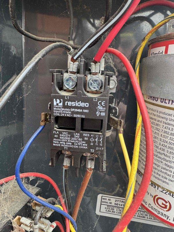 Performed comprehensive cooling maintenance on 21-year-old Trane system in preparation for upcoming season. Inspected and tested electrical components including Residen DP2040A contactor, verified proper voltage and amperage at all connections, and examined capacitor for signs of degradation. Cleaned outdoor condenser unit, inspected blower motor assembly and squirrel cage fan wheel, confirmed proper operation of all system components, and verified unit is functioning within manufacturer specifications with no issues detected.
