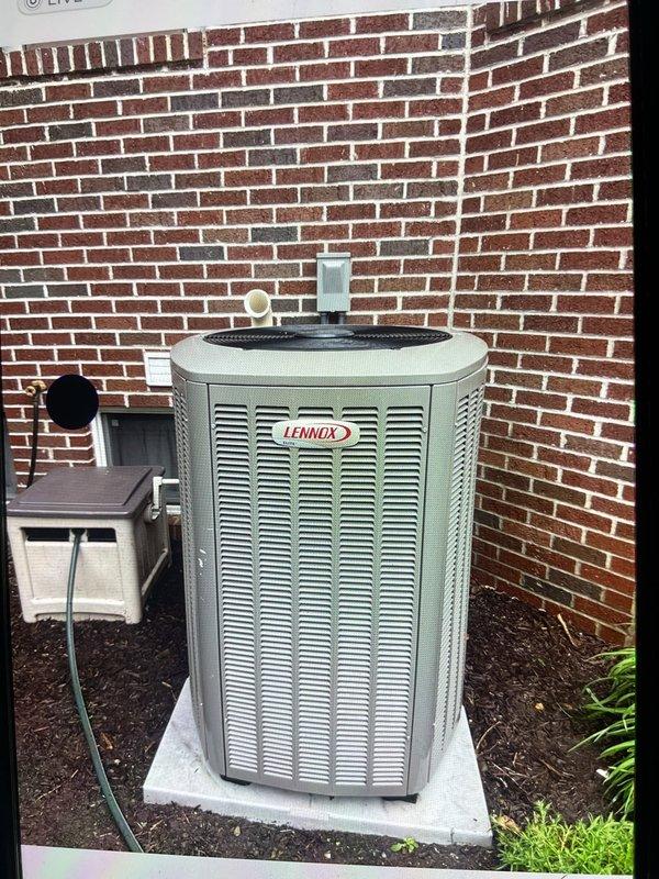 Completed MVP cooling maintenance visit on Lennox outdoor condensing unit. Performed comprehensive system inspection, confirmed all operational parameters within manufacturer specifications, and documented equipment condition with photographic records. Unit operating properly with no deficiencies noted.