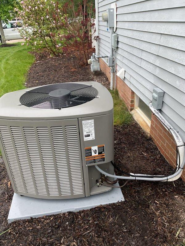 Completed seasonal A/C tune-up on 2-year-old Lennox outdoor condensing unit. Performed comprehensive maintenance including inspection of electrical components, refrigerant line sets, condenser coil cleaning, and verification of proper airflow through top-mounted fan assembly. Unit operating within normal parameters with no issues identified.