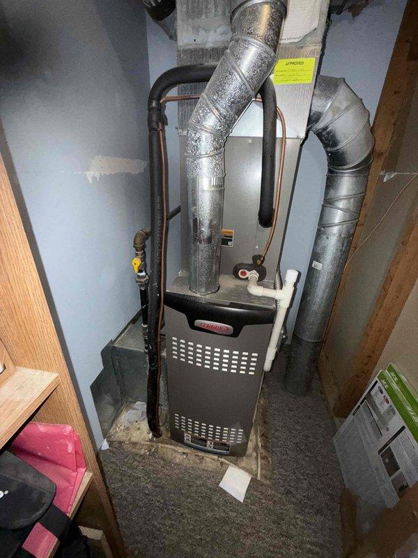 # HVAC Maintenance - Cooling Service Completed

Performed comprehensive MVP cooling maintenance visit on residential HVAC system. Conducted thorough inspection of furnace unit and air handling components, including examination of ductwork connections, refrigerant lines, and blower assembly. Visual inspection revealed significant dust and debris accumulation on blower wheel blades, which was documented through photographic evidence. Verified proper operation of all cooling system components and confirmed system functionality. All maintenance tasks completed successfully per MVP recurring service protocol.