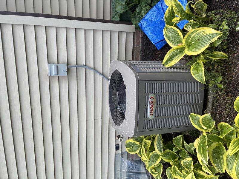 Completed scheduled BS-MVP cooling maintenance visit on backyard-located Lennox condensing unit. Performed comprehensive system inspection including control board examination, verified all electronic components and wiring connections were secure and functioning properly, confirmed proper operation of LCD display and control circuits. Inspected outdoor unit, verified fan operation, checked electrical connections at junction box, and confirmed unit was operating within normal parameters.