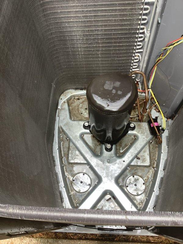 Completed comprehensive AC tune-up and maintenance inspection on a three-year-old residential cooling system. Performed visual inspection of outdoor condenser unit, verified proper compressor operation, examined refrigerant line connections, and assessed condenser coil condition. All components found to be functioning within normal parameters with no immediate service needs identified.