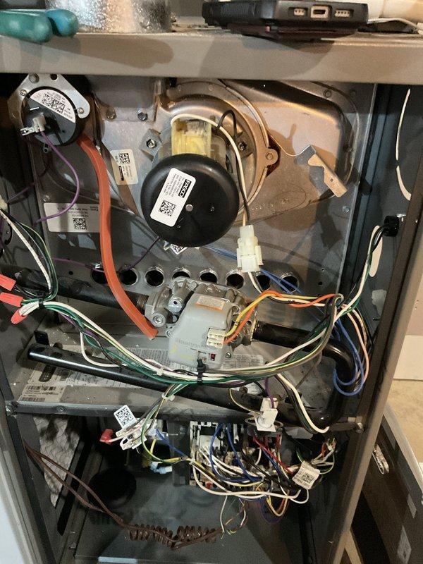 Responded to service call for 5-year-old Lennox furnace experiencing intermittent heating issues and failure to maintain thermostat setpoint following filter replacement. Upon inspection, determined that an incorrect MERV 13 filter was creating excessive static pressure and restricting airflow through the system. Verified proper filter orientation with airflow arrow, inspected blower motor assembly, gas valve, and all electrical connections for proper operation. Educated customer on proper filter selection for their specific unit to prevent airflow restriction and pressure switch complications. System tested through multiple heating cycles and confirmed proper ignition sequence, flame sensing, and temperature rise across heat exchanger.