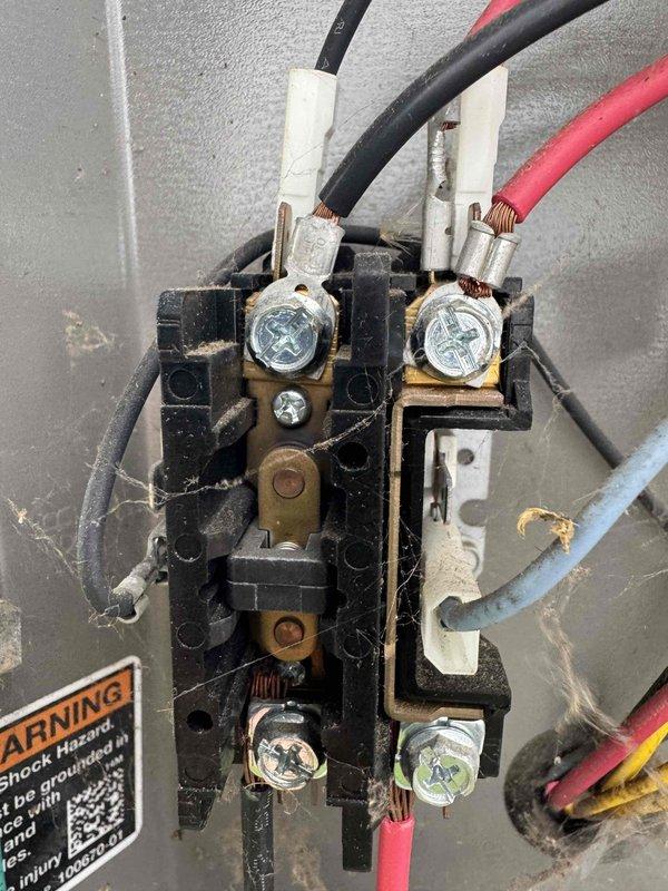 Completed preventive maintenance tune-up on 9-year-old Lennox air conditioning system. Inspected and tested electrical contactor assembly, verified all wire connections secure at terminal blocks, and confirmed proper operation of compressor relay. Evaluated outdoor condensing unit condition, checked refrigerant line insulation integrity, and verified electrical disconnect box functionality. System operating within normal parameters upon completion of service.